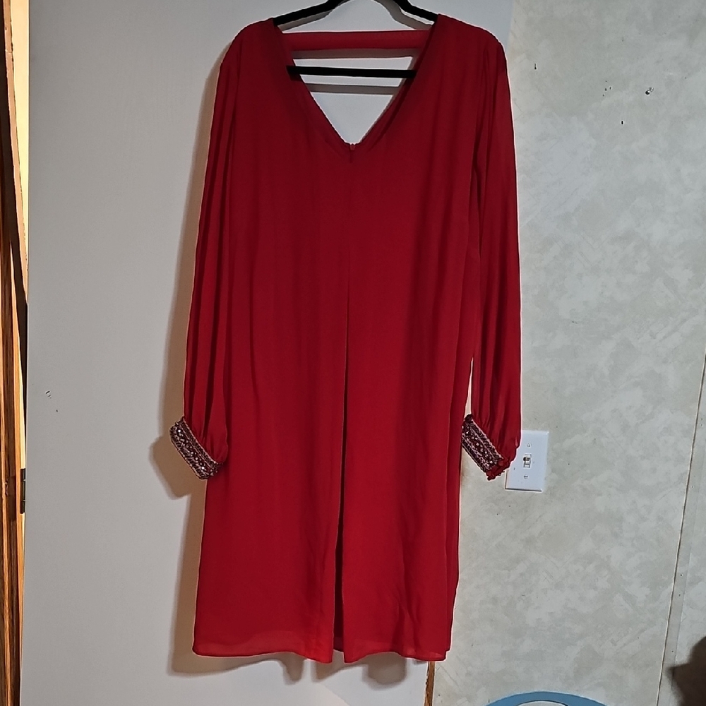 Chic Long Sleeve Red Dress